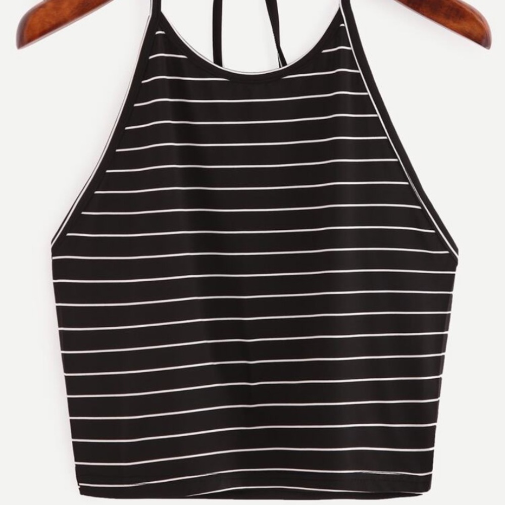Striped Cropped Halter Top